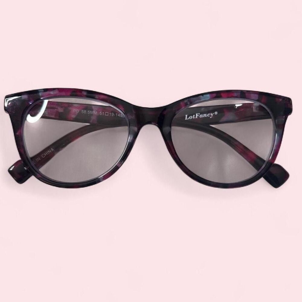 LotFancy Pink/Purple Tortoise Reading Glasses +2.00 with Case